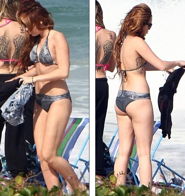 photos of miley cyrus tattoo bikini. Bikini girl Miley Cyrus puts