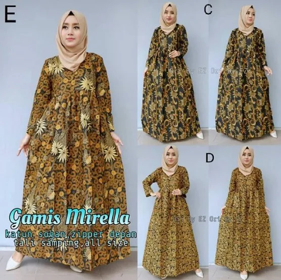 20 Trend Terbaru Contoh Model Baju Batik Gamis Maria Space - Contoh baju gamis batik