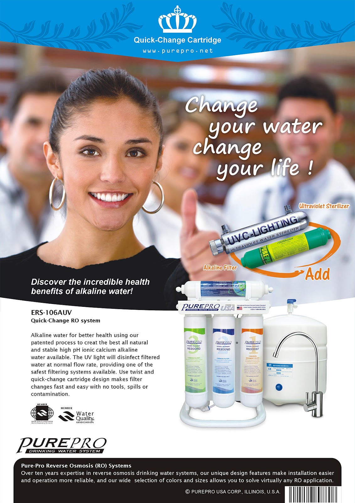 PurePro® ERS-106UV Easy-Change Reverse Osmosis Filter System