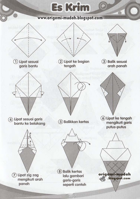 Cara Membuat Origami Bentuk Es Krim
