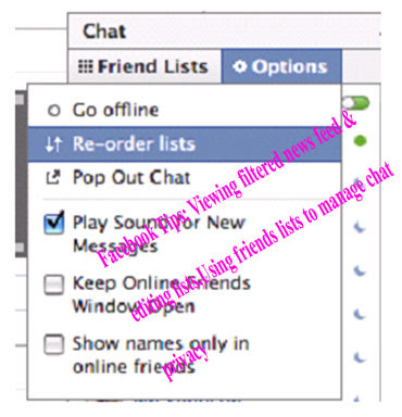 Facebook Tips: Viewing filtered news feed & editing lists,Using friends lists to manage chat privacy 