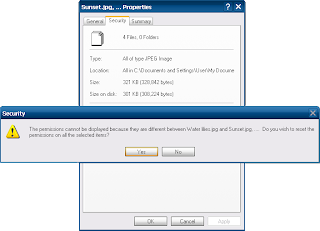 Windows XP's Security Property Sheet working also for multiple files and folders