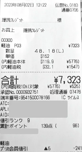 いつものスタンドで48.18L給油