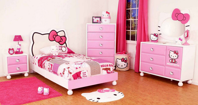desain kamar tidur anak perempuan hello kitty