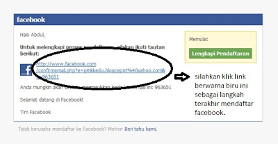 konfirmasi pendaftaran facebook