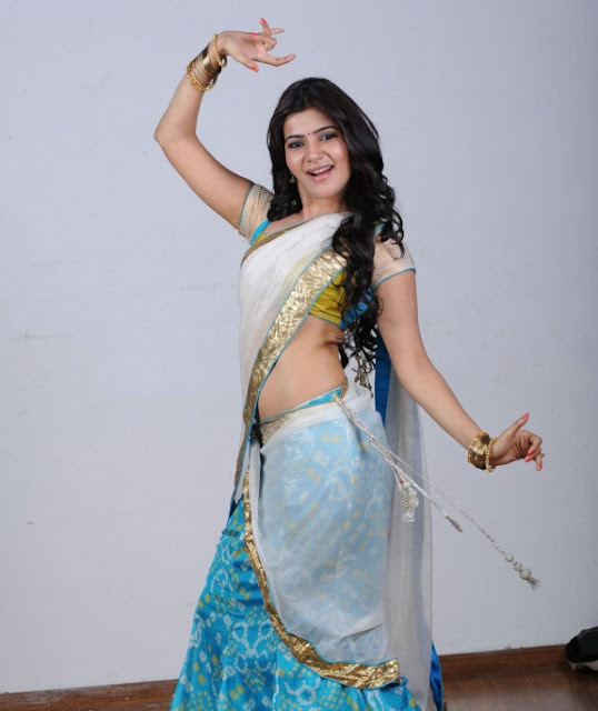 Samantha in Blue Half Saree