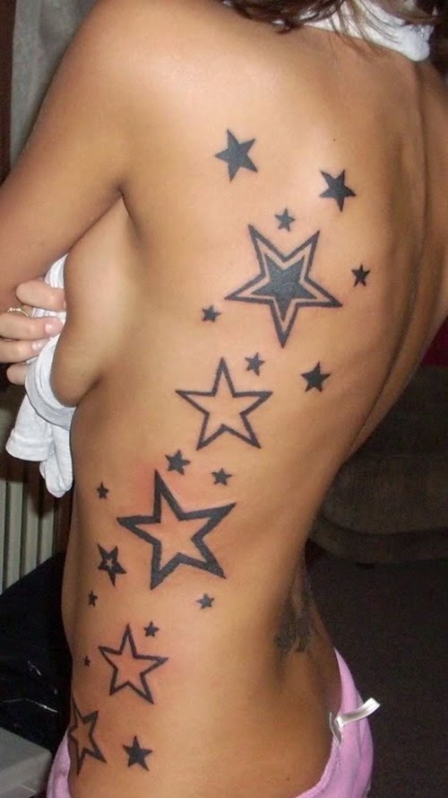 Amazing Side Stars Tattoos for Girls