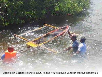 Ditemukan Setelah Hilang di Laut, Polres MTB Evakuasi Jenazah Markus Nanaryain