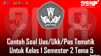 Update Lengkap - Pola Soal Uas/Ukk/Pas Tematik Untuk Kelas 1 Semester 2
Tema 5
