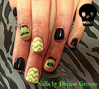 frankenstein halloween nails