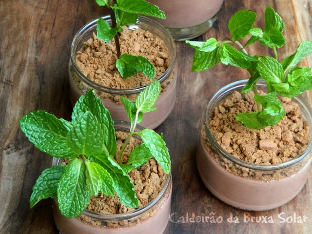 pudim de chocolate vasinho de planta