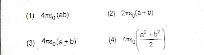 Two metal spheres of radii a and b are connected by a thin wire.  Their separation is very large compared to their dimensions. The capacitance of the system is