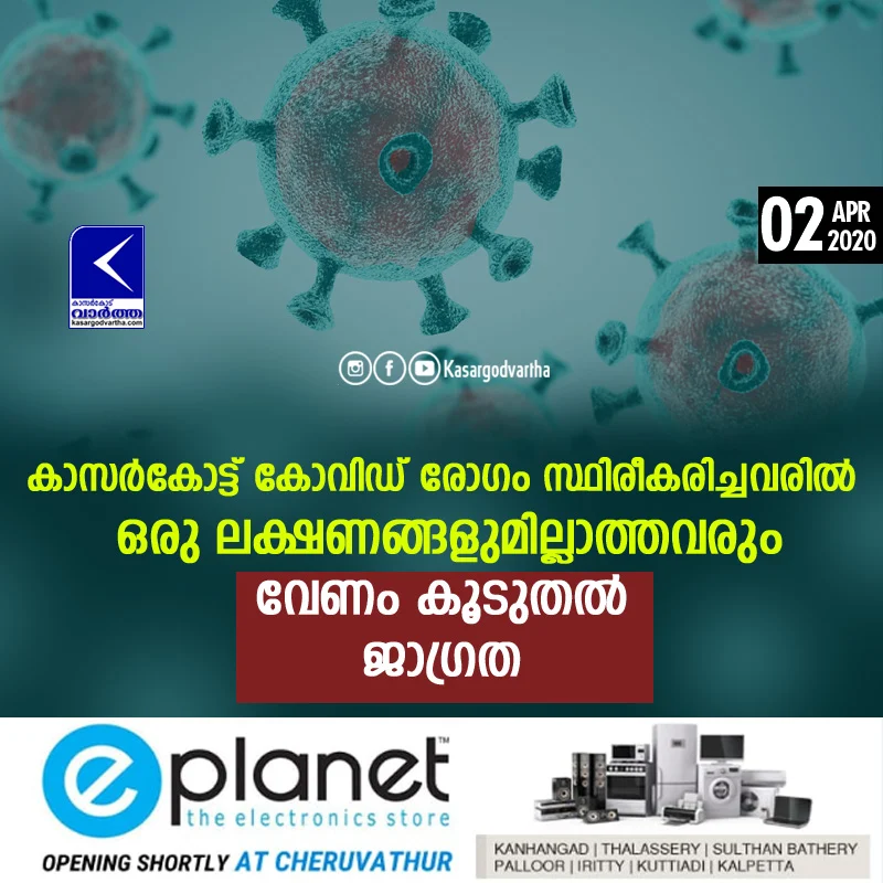 Kasaragod, Kerala, News, COVID-19, Patient's, Top-Headlines, Trending, No symptoms for covid patients