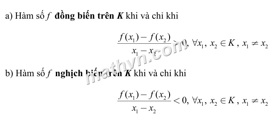 tính đơn điệu của hàm số