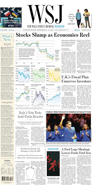 THE WALL STREET JOURNAL WEEKEND   Portada  Sábado y Domingo  24 y 25 de Septiembre 2022