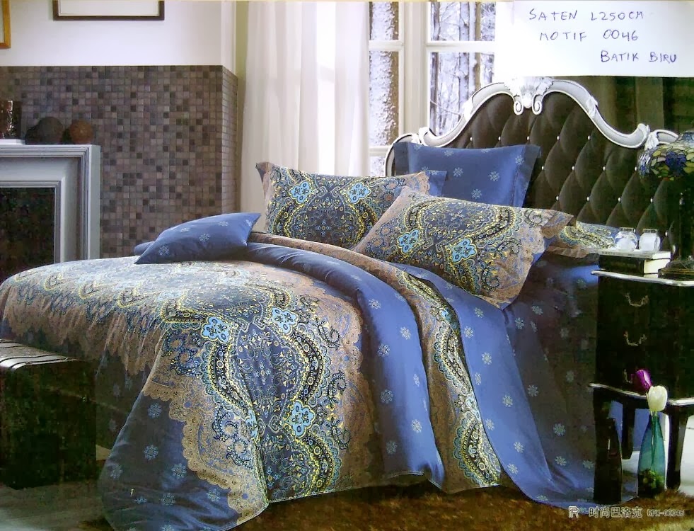 Sprei Jepang Motif Batik Biru