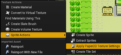 The menu selection for applying Paper2D texture settings.