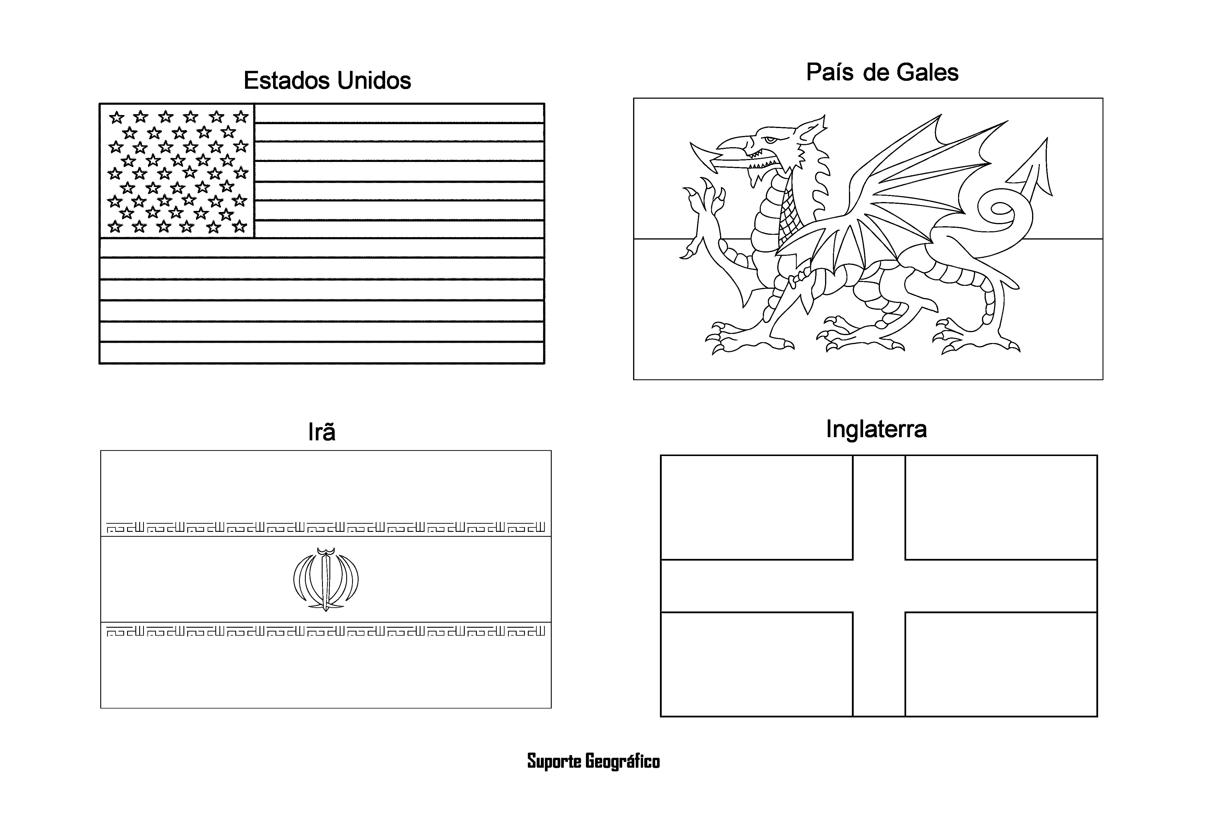 Pacote de bandeiras para colorir - Copa do Mundo Catar 2022