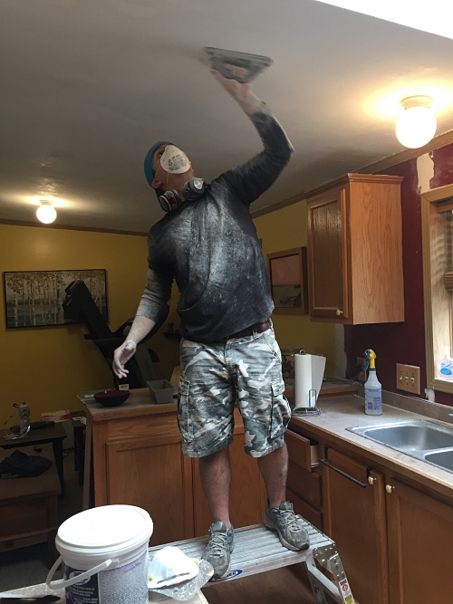 sanding the ceiling