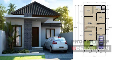 Desain Rumah 6x12 3 Kamar Tidur dan Tampak Depan