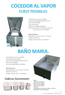 Tocinera, Baño Maria, cocedor vapor, cubetas Gastronorm