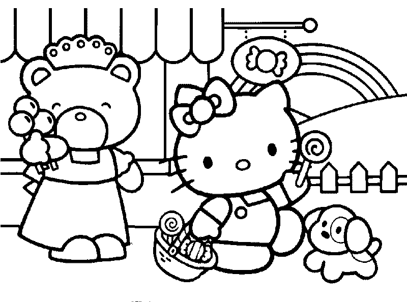 Cute Happy Hello Kitty Printable Coloring Sheet title=