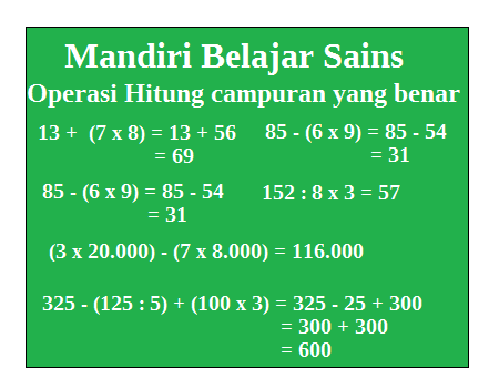 Operasi Hitung Campuran Yang Benar