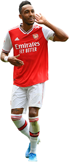 Foto Pierre-Emerick Aubameyang dengan kostum klub Arsenal