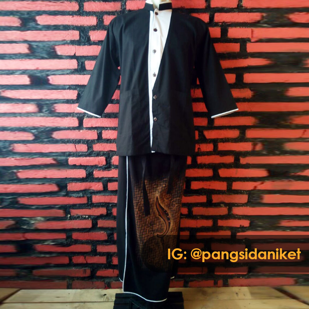 Setelan Kemeja Polos dan Celana Sarung Lukis Kujang SKC01 