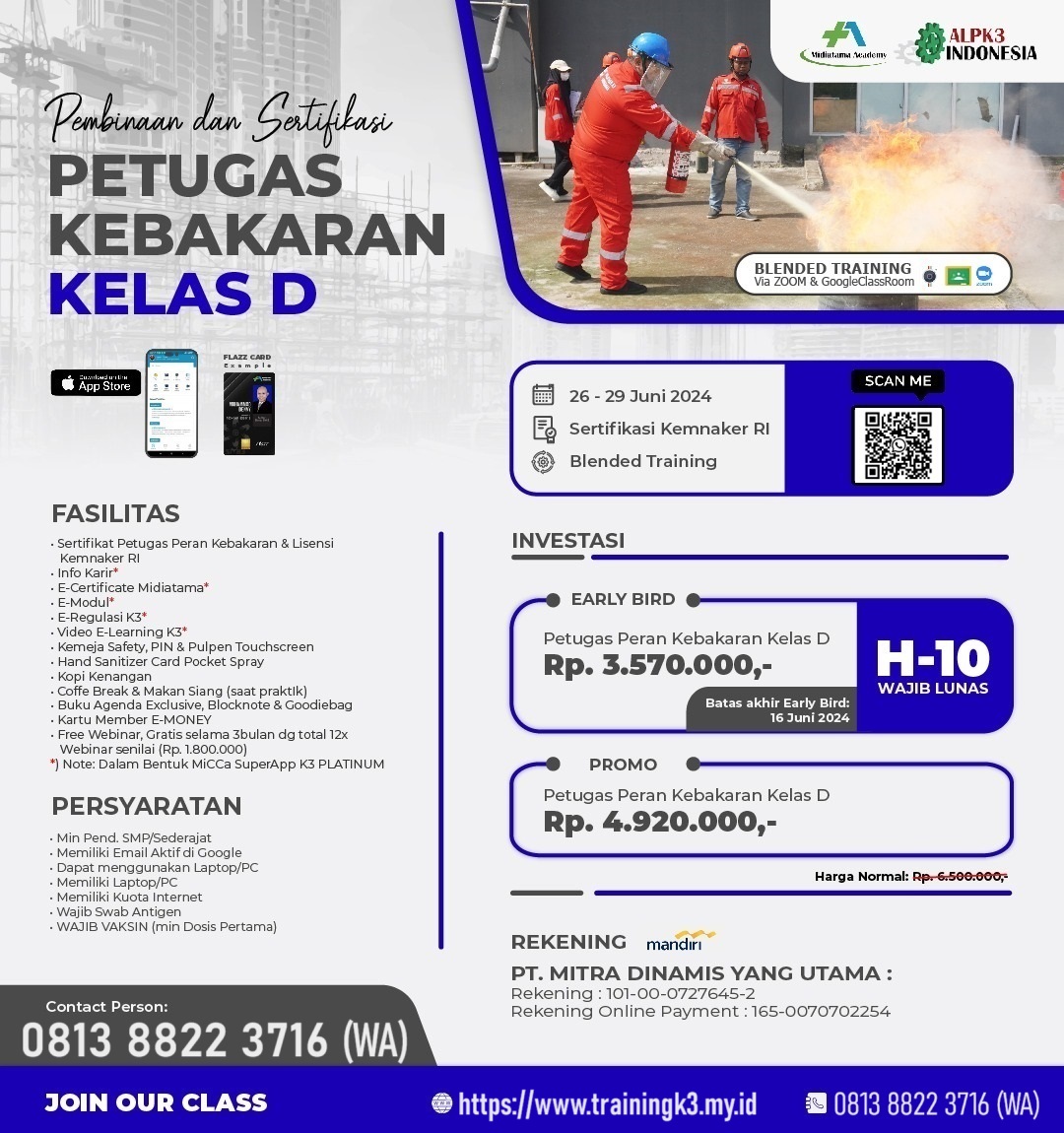 Training Petugas Kebakaran kelas D tgl. 26-29 Juni 2024