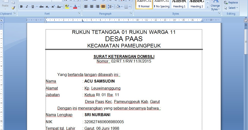 Download File: DOWNLOAD CONTOH SURAT KETERANGAN DOMISILI 