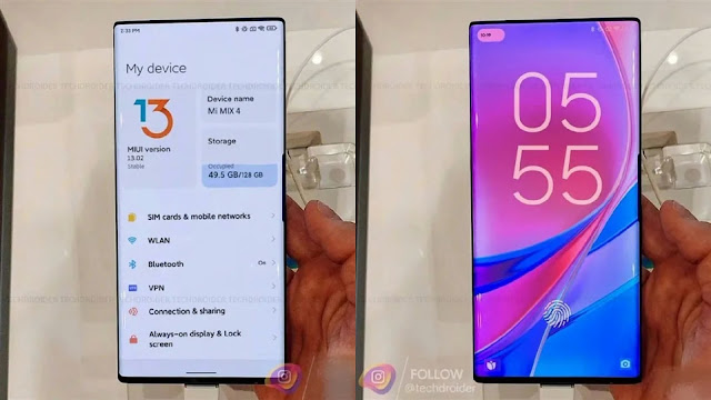 يظهر Xiaomi Mi Mix 4 مع كاميرا تحت الشاشة ونظام MIUI 13 في صور مسربة