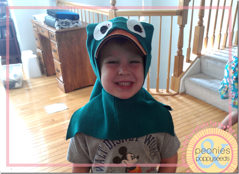 DIY Perry the Platypus - headgear close up