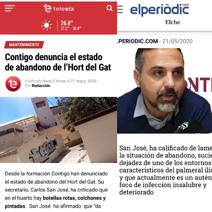 Los medios recogen la denuncia de CONTIGO ELCHE sobre el estado lamentable del Hort del Gat