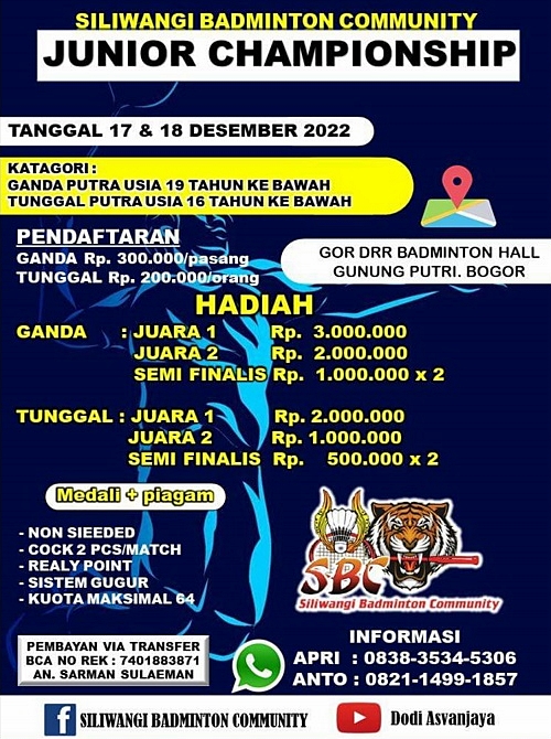 Turnamen Bulutangkis Siliwangi Community Junior Championship