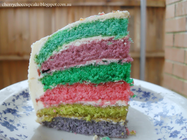 Cherry Choc Cupcake: Multi-coloured Rainbow Cake