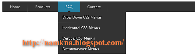 Menu Drop Down 1 cấp cho blogspot Style 4 - Massive Blue Drop Down menu  - http://namkna.blogspot.com/