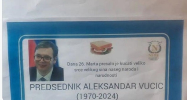 Fake Death Notice with the Photo of the Serbian President Aleksandar Vučić