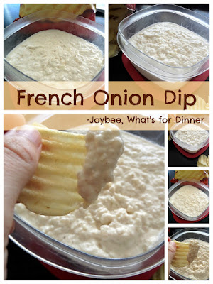 French Onion Dip:  A slightly beefy, very oniony, sour cream dip perfect for snacking.  Dad will love it.  It makes a great gameday snack too.