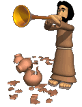 blow the trumpet to your mouth