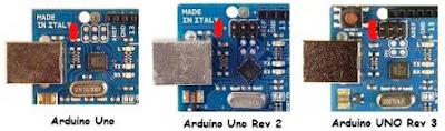 Rev 2 & 3 boards are both supplied with header pins in the USB ATMEGA ICSP header rather than just solder pads in the Arduino Uno (initial version).