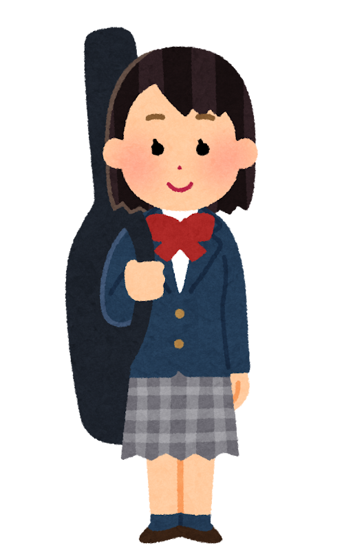 ギターを背負う人のイラスト 女子学生 かわいいフリー素材集 いらすとや