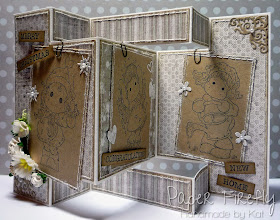 Tri-fold shutter card featuring 3 Tilda images from Magnolia stamps