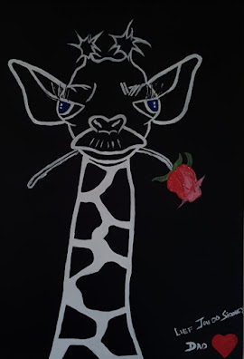 Giraffe on black background  - Original acrylic paintings