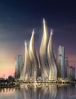 Dubai burning candle architecture