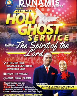 APRIL 2021 HOLY GHOST SERVICE – SUNDAY, 11TH APRIL 2021
