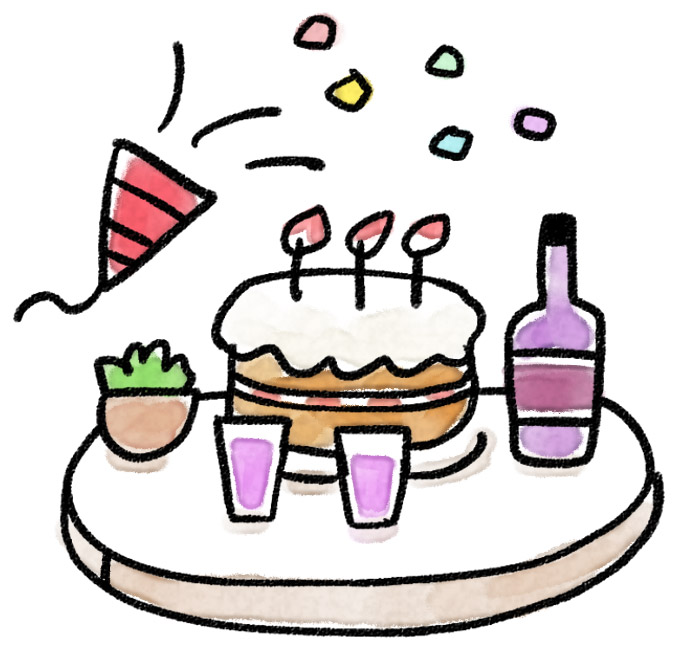 パーティのイラスト ケーキとワインとクラッカー ゆるかわいい無料イラスト素材集 パーティのイラスト ケーキとワインとクラッカー ゆるかわいい無料イラスト素材集