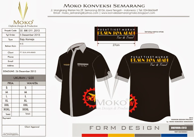  BAJU SERAGAM BORDIR PT SUN JAYA ABADI Tour Travel 