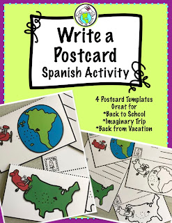 Write a Postcard Back to School Activity for Spanish Class