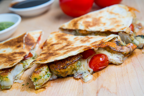 Pesto Grilled Shrimp Caprese Quesadillas